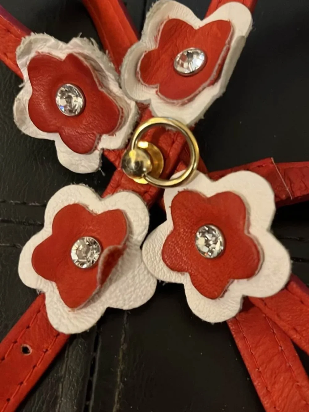 Red leather Dog Harness